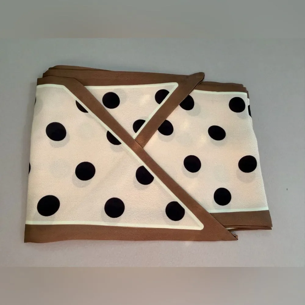 Cream and brown polka dot scarf M638